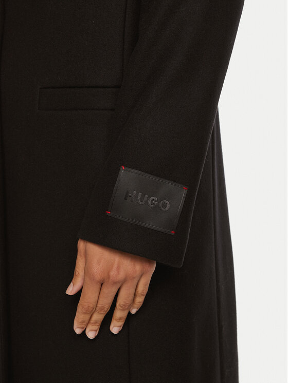 HUGO Hugo Vilnonis paltas Mojeni 50526199 Juoda Regular Fit