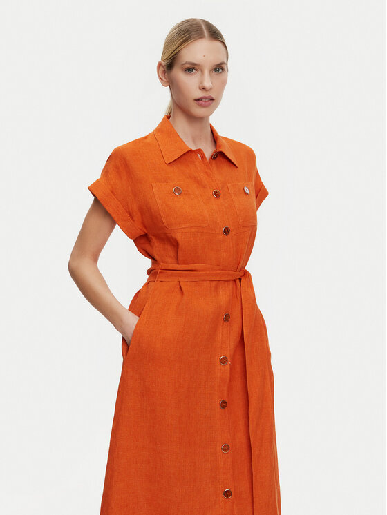 Luisa Spagnoli Luisa Spagnoli Košilové šaty Parete 541978 Oranžová Regular Fit