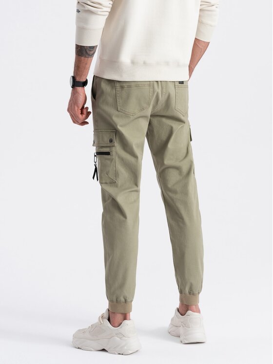 Ombre Ombre Joggers kalhoty OM-PAJO-0125 Khaki Cargo Fit