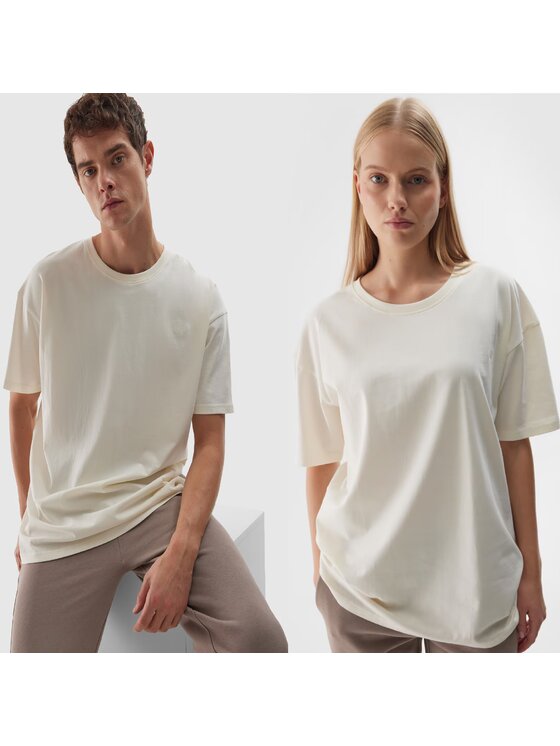 4F 4F T-Shirt 4FWAW24TTSHU1657 Beżowy Oversize