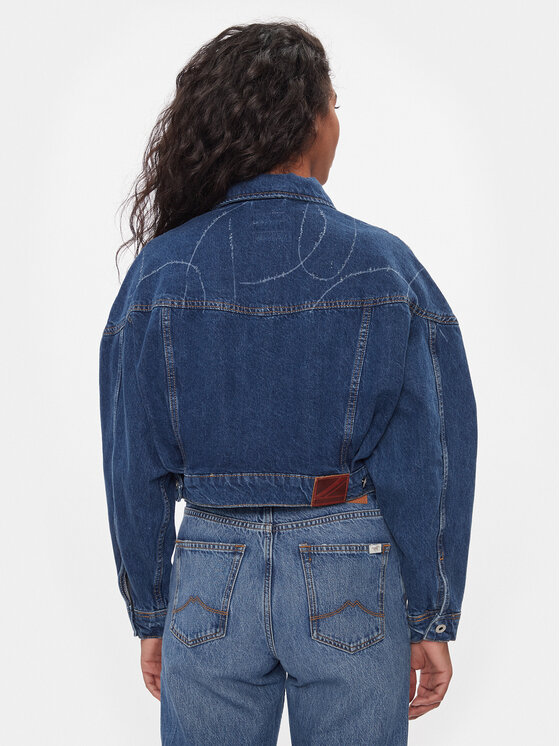 Pepe Jeans Pepe Jeans Jeansjacke Foxley Logo PL402329 Blau Oversize