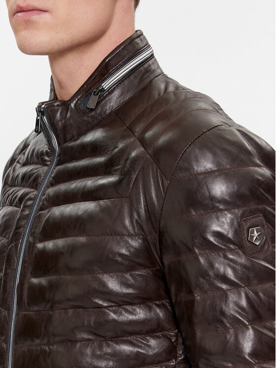 Milestone Milestone Geacă de piele Malik 991019 60215 Maro Regular Fit
