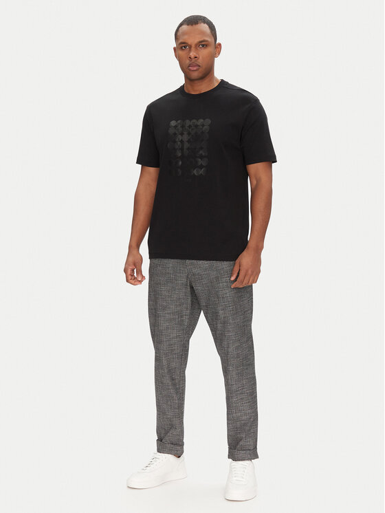 BOSS BOSS T-Shirt Tee Print Striped C 50537845 Czarny Relaxed Fit
