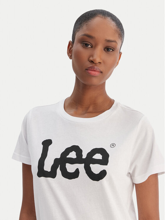 Lee Lee Marškinėliai Logo Tee L42UER12 112109470 Balta Regular Fit