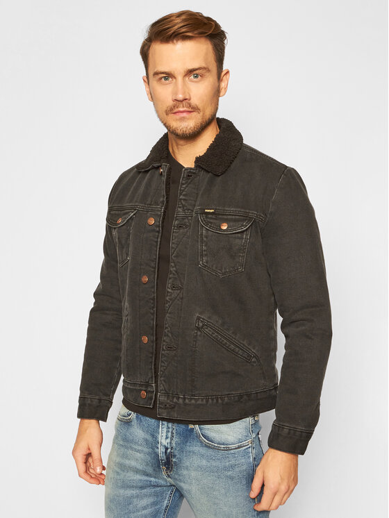 Wrangler Wrangler Kurtka jeansowa Sherpa W4MSB5236 112129149 Czarny Regular Fit
