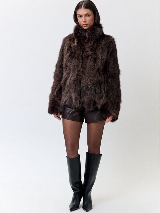 FAN LEATHER FAN LEATHER Kurtka zimowa FW853-60 Brązowy Loose Fit