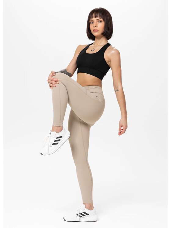 PITBULL PITBULL Legginsy Legginsy sportowe damskie AVENIDA M Beżowy Regular Fit