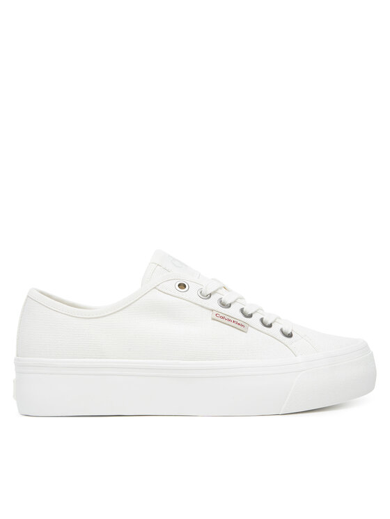 Teniși Calvin Klein Jeans Vulc Flatform Ctn Logo Tag YW0YW01838 Alb
