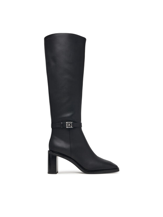 Calvin Klein Calvin Klein Kozačky Block Heel High Boot Lth Hdw HW0HW03178 Černá