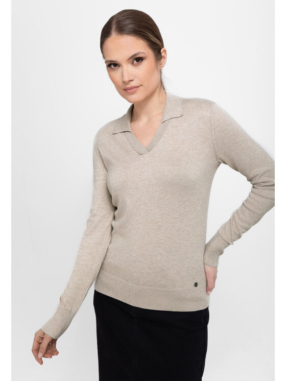 Volcano Volcano Sweter S-TOYO Beżowy Regular Fit