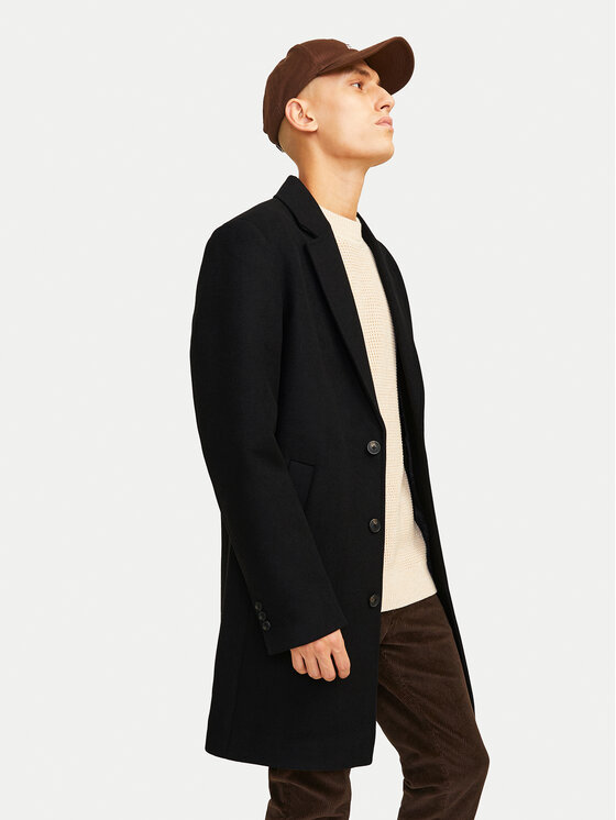 Jack&Jones Jack&Jones Μάλλινο παλτό Harris 12263845 Μαύρο Regular Fit