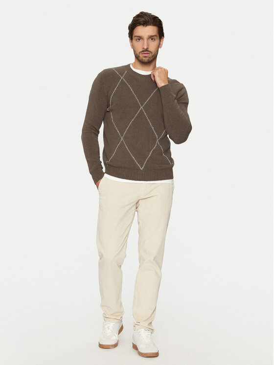 Sisley Sisley Džemper 1QPST103W Smeđa Regular Fit