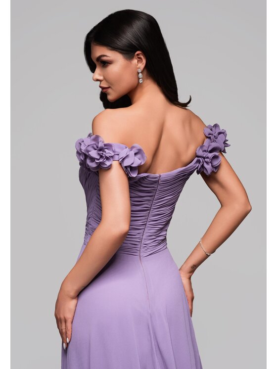 Ombre Ombre Sukienka wieczorowa LA-OM-DLR141 Fioletowy Regular Fit