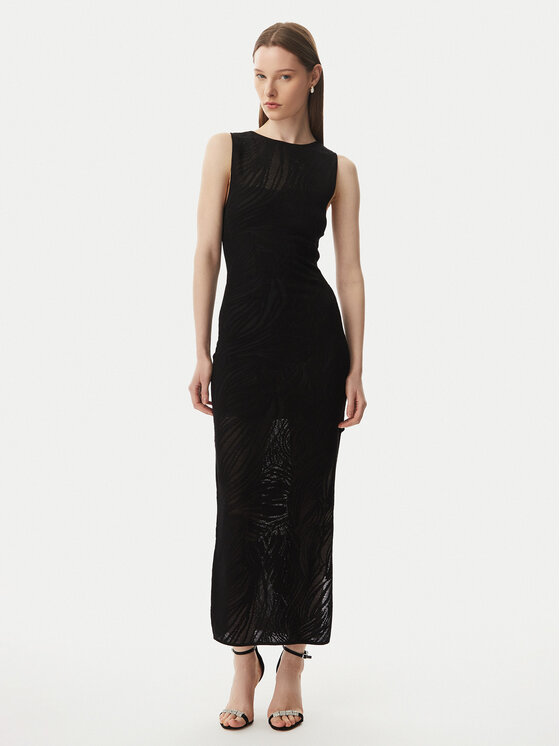 Guess Rochie tricotată W6GKAX Z0981 Negru Slim Fit