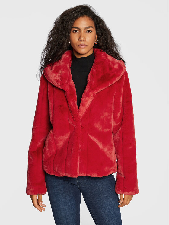 Guess Кожено палто New Sophy W0BL0N WDCH0 Червен Regular Fit