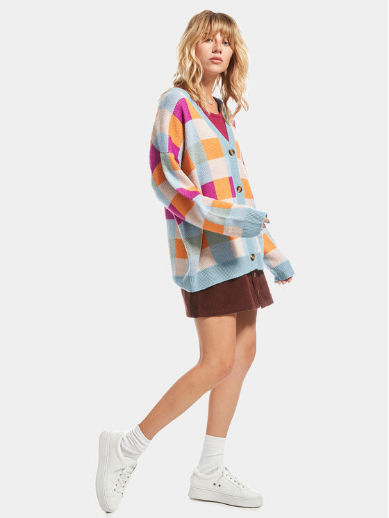 Roxy Roxy Kardigán Small Slow Chec Swtr ERJSW03578 Modrá Regular Fit
