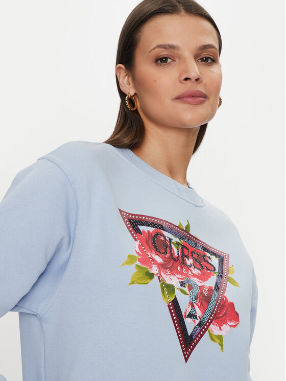 Guess Guess Суитшърт W4YQ26 K9Z21 Светлосиньо Regular Fit