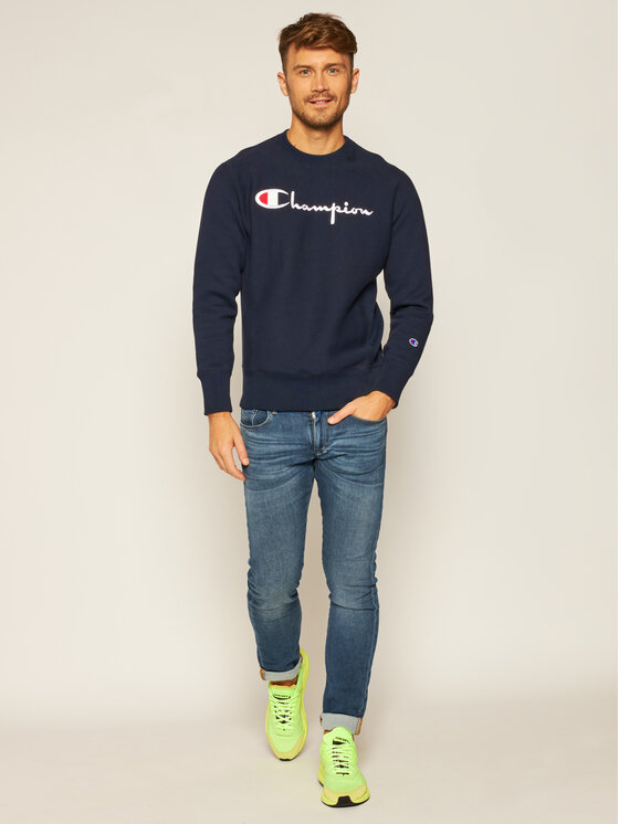 Champion Champion Džemperis Script Logo 215211 Tamsiai mėlyna Custom Fit