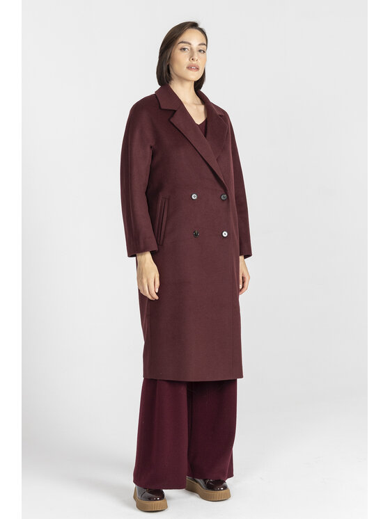 Deni Cler Milano Deni Cler Milano Płaszcz T-DC-8055-E5-90-39-1 Bordowy Loose Fit