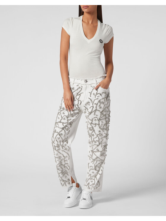 PHILIPP PLEIN PHILIPP PLEIN Jeansy 5493 Biały Mom Fit