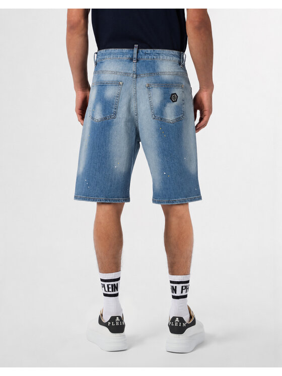 PHILIPP PLEIN PHILIPP PLEIN Szorty jeansowe 31790 Niebieski Loose Fit