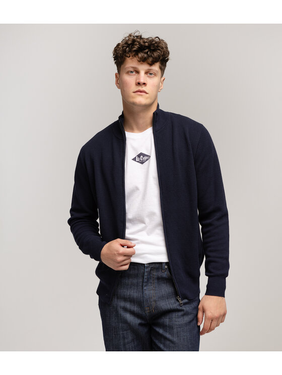 Lee Cooper Lee Cooper Sweter RABI COTTON Granatowy Regular Fit
