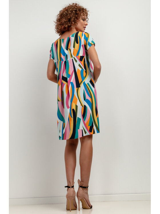 Tessita Tessita Sukienka letnia SUKIENKA_T409_2_XS Kolorowy Relaxed Fit