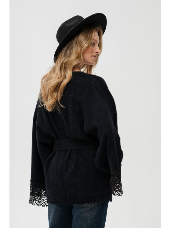 blue shadow blue shadow Kardigan Bolo Czarny Regular Fit