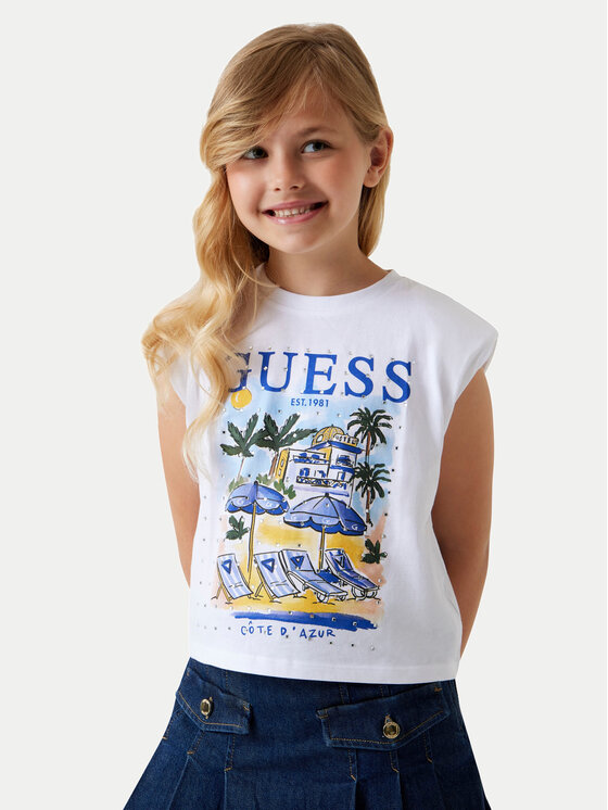 Guess Guess Top J6GI12 K8HM4 Biela Regular Fit