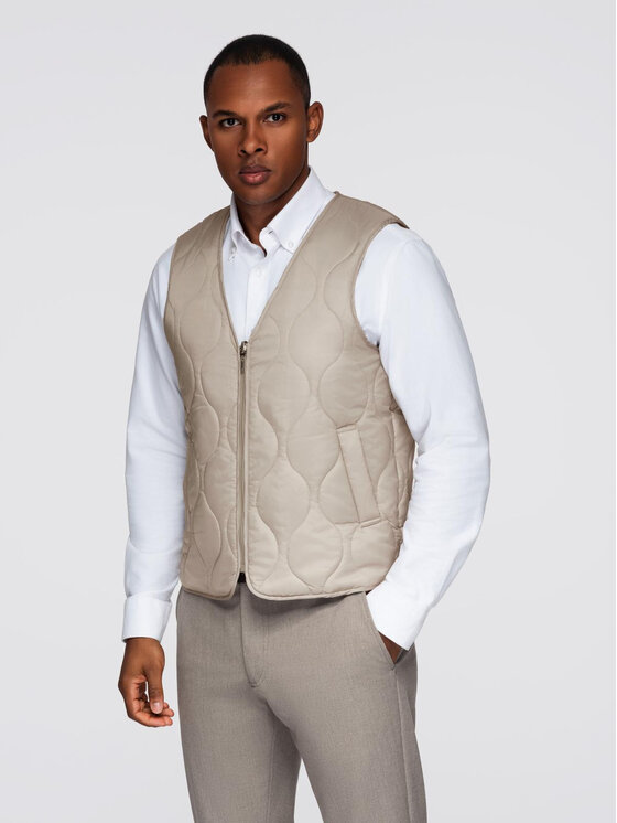 Ombre Ombre Płaszcz zimowy OM-COLC-0144 Beżowy Regular Fit