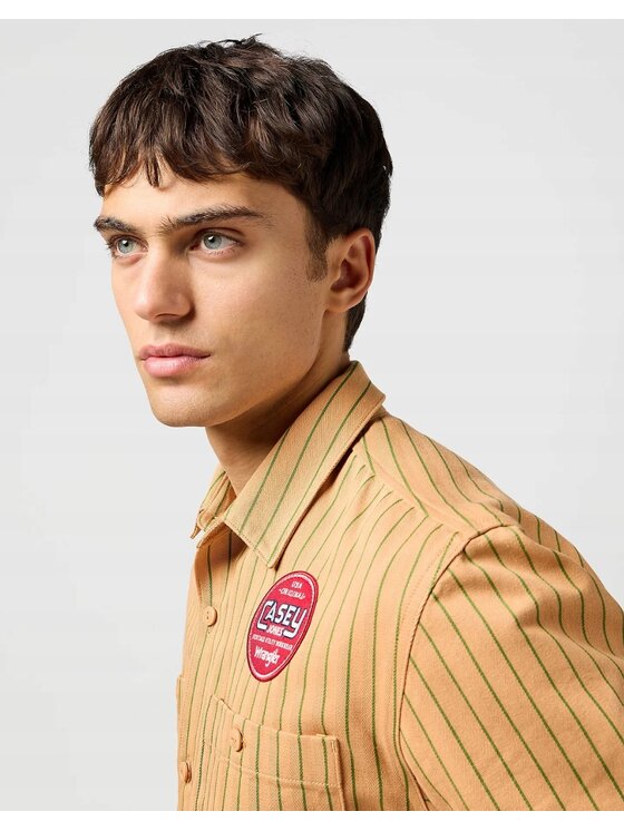 Wrangler Wrangler Koszula Casey Jones Mechanic Shirt Short Sleeve Pomarańczowy Basic Fit