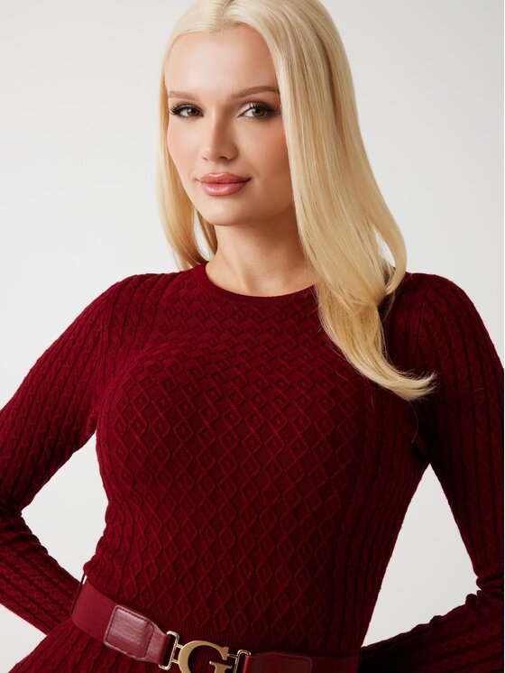 Guess Guess Плетена рокля W5BK68 Z2YJ2 Червен Slim Fit
