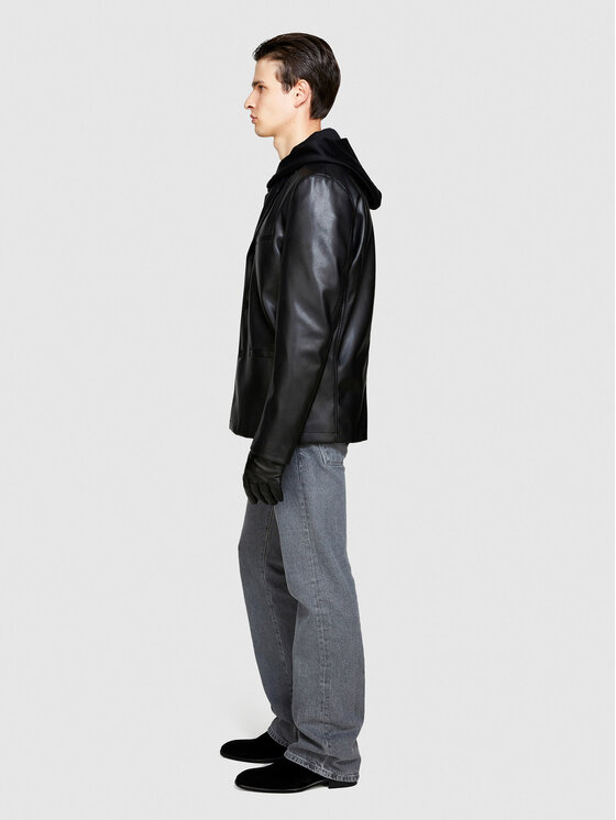 Sisley Sisley Яке от имитация на кожа 2NHCSW01D Черен Regular Fit