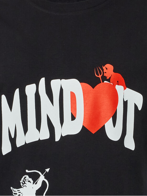 Mindout Mindout Tricou Unisex Heart Negru Oversize