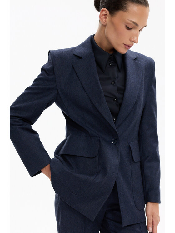 Deni Cler Milano Deni Cler Milano Marynarka W-DC-6061-F5-G1-58-1 Granatowy Regular Fit
