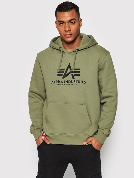 Alpha Industries Džemperis ar kapuci Basic 178312 Zaļš Regular Fit