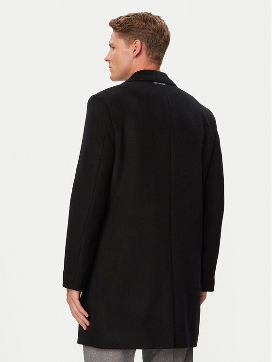 Calvin Klein Calvin Klein Płaszcz wełniany LV04LH444G Czarny Regular Fit