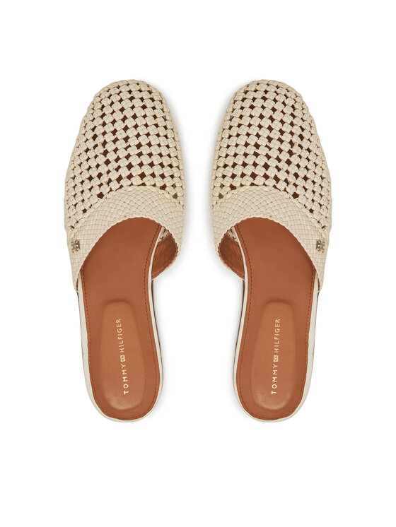 Tommy Hilfiger Tommy Hilfiger Şlapi Crochet Mule FW0FW08413 Écru