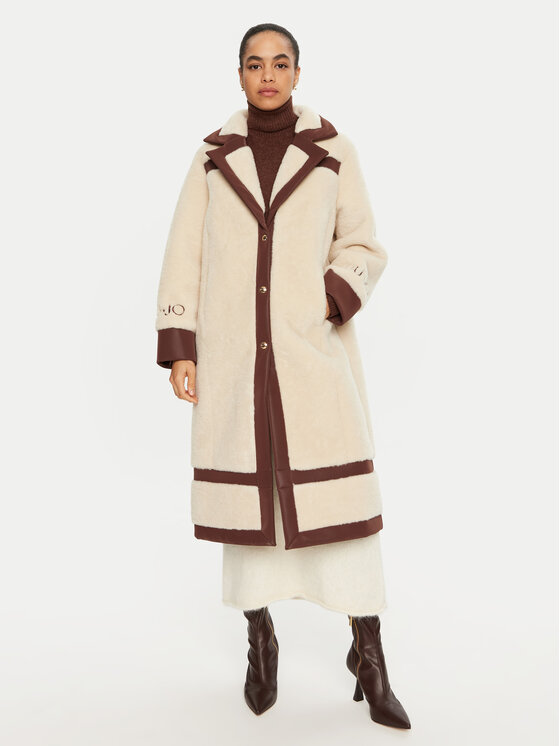 Liu Jo Liu Jo Cappotto in shearling TF4141 E0903 Écru Regular Fit