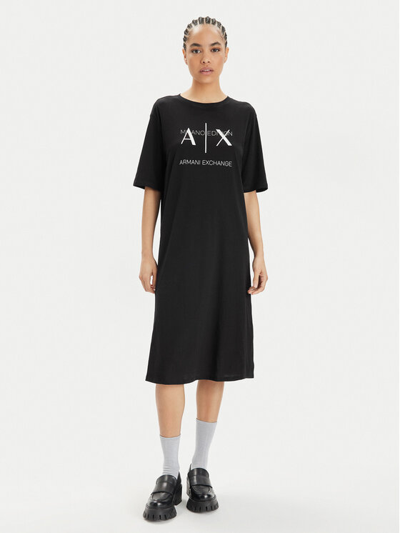 Armani Exchange Kleid fur den Alltag 3DYA79 YJ3RZ 1200 Schwarz Relaxed Fit Modivo