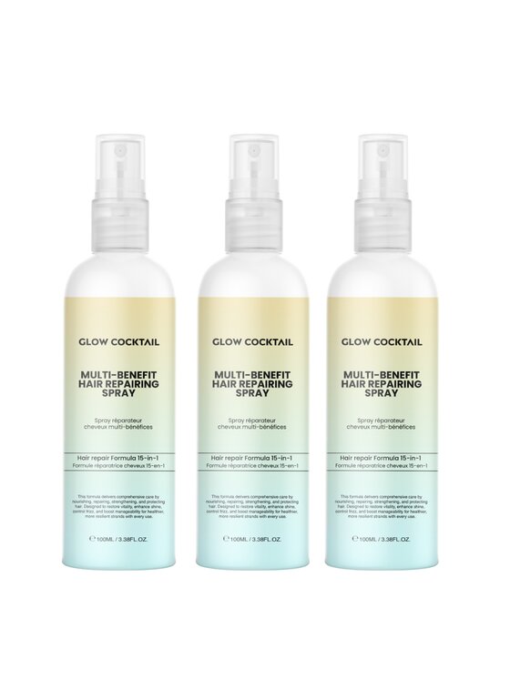 Glow Cocktail Glow Cocktail 3 × Spray naprawczy do włosów 100 ml Lakier do włosów
