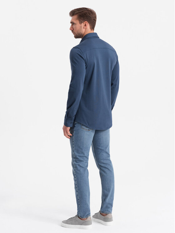 Ombre Ombre Košile OM-SHCS-0138 Modrá Regular Fit