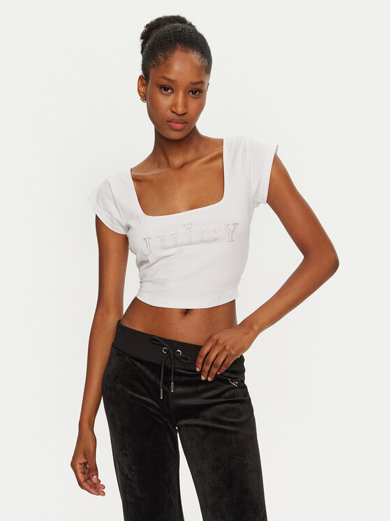 Juicy Couture Juicy Couture Bluzka Regal JCBCT224831 Biały Slim Fit