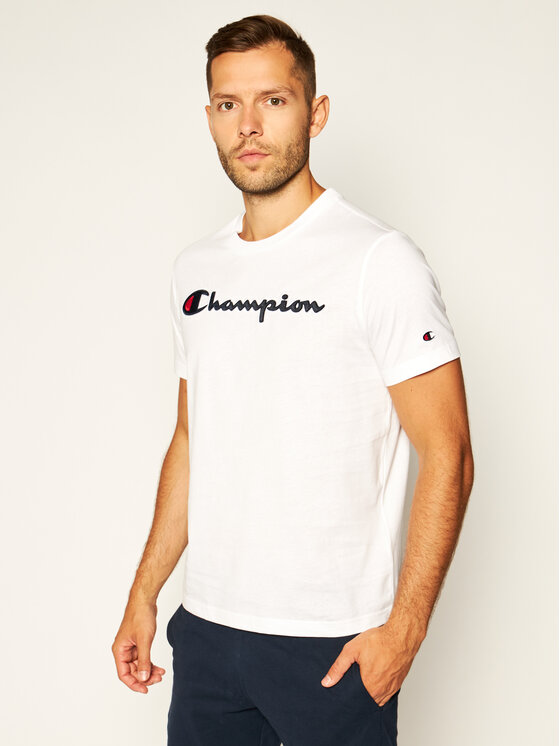 Champion T-Shirt Logo 214194 Biały Comfort Fit