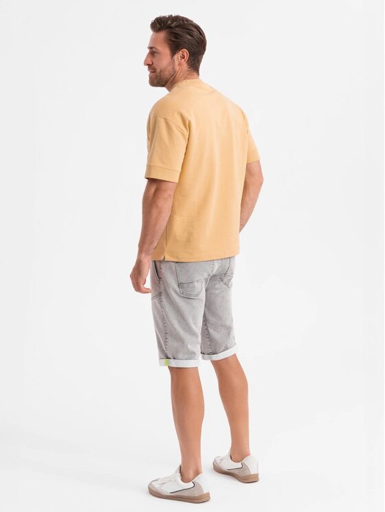 Ombre Ombre Szorty jeansowe OM-SRDS-0135 Szary Regular Fit