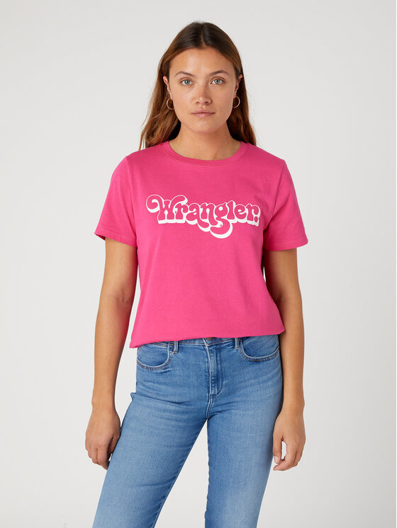 Wrangler T-shirt W7N4D3P62 112332090 Rosa Regular Fit, taglia : XS