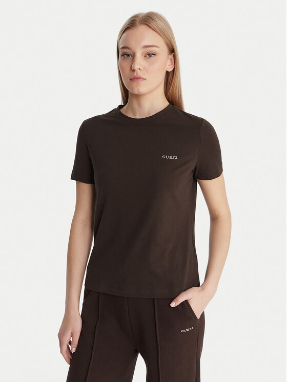 Guess Guess T-shirt V6RI07 J1314 Smeđa Regular Fit