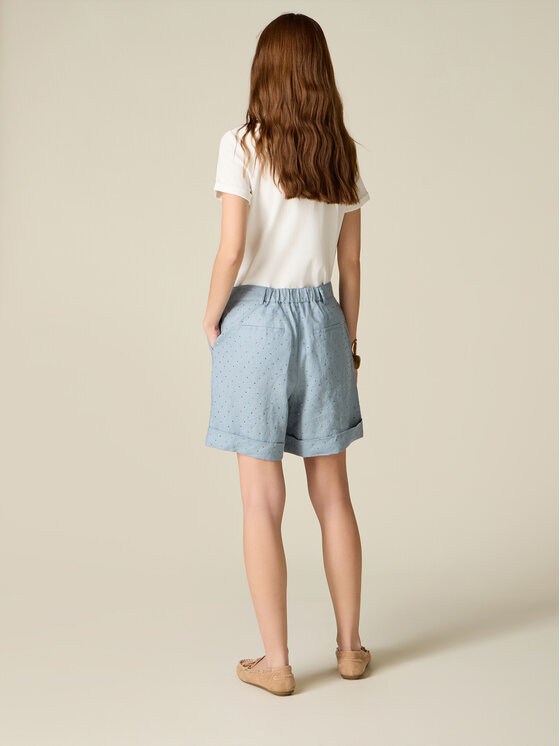 Oltre Oltre Pantaloncini di tessuto P059R009230N004 Turchese Regular Fit
