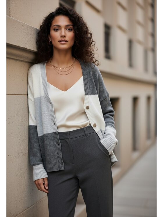 FIGL FIGL Kardigan M1245 Szary Regular Fit