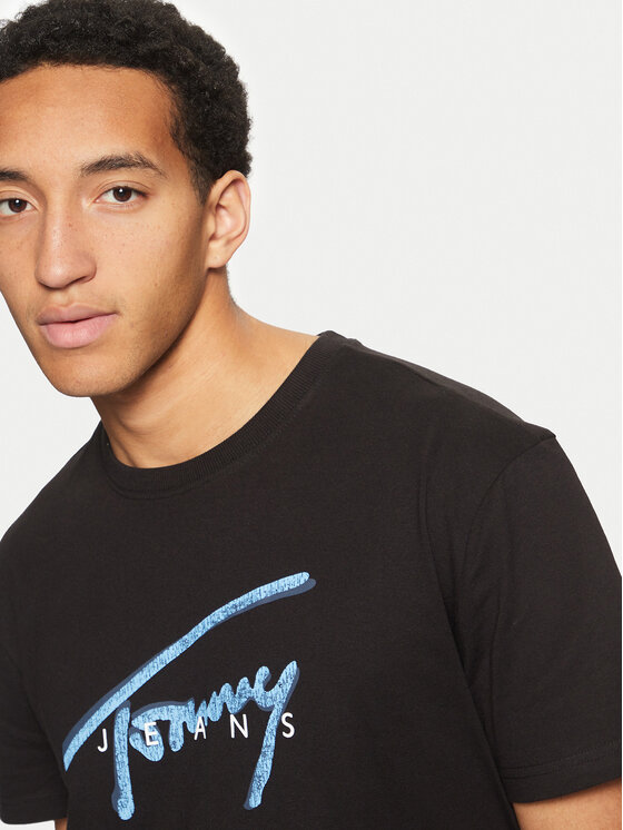 Tommy Jeans Tommy Jeans Póló Signature DM0DM21109 Fekete Regular Fit